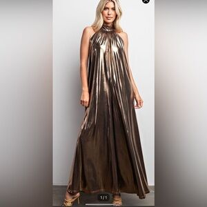 Glam Metallic Bronze Jumpsuit